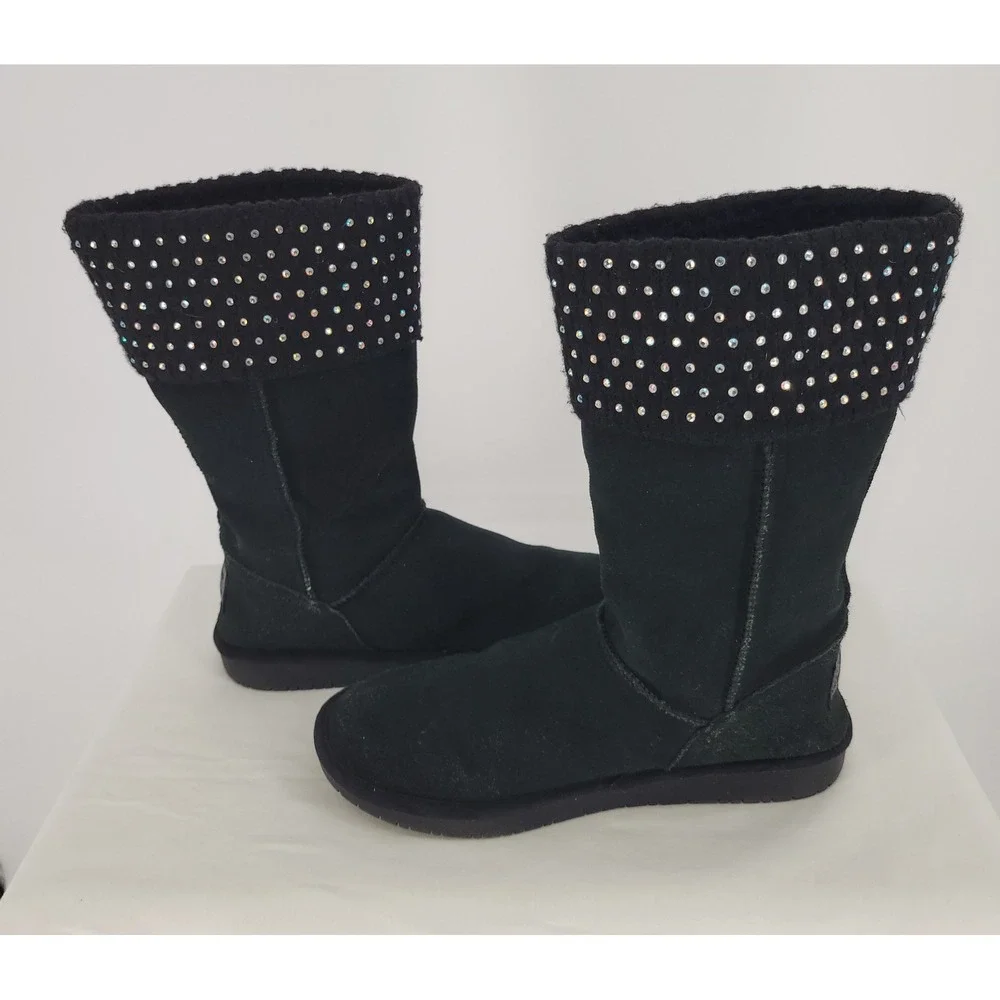 Skechers Australia Shelby Blk Suede Rhinestone Mid-Calf Winter/Snow Boots ~ 2014